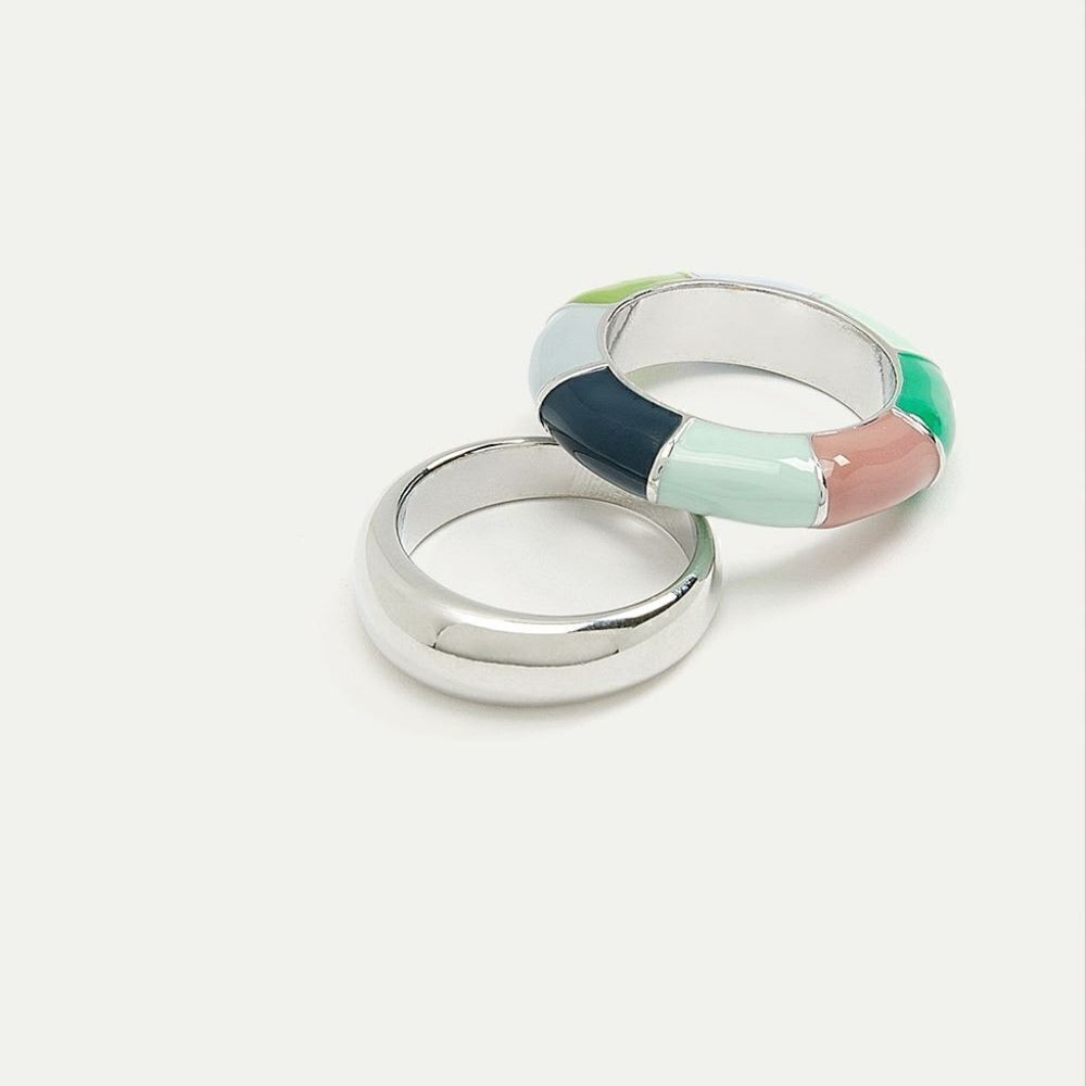 Reitmans New With‎ Tag Size 11 Set Of 2 Chunky Enamel Rings